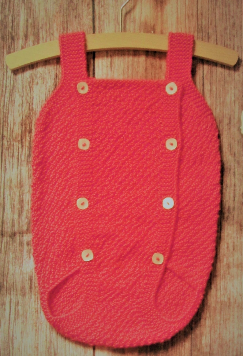 Baby's infants hand knitted soft raspberry pink romper all in one outfit with buttons OOAK diaper cover shorts bodysuit overalls photo prop image 2