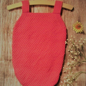 Baby's infants hand knitted soft raspberry pink romper all in one outfit with buttons OOAK diaper cover shorts bodysuit overalls photo prop image 5