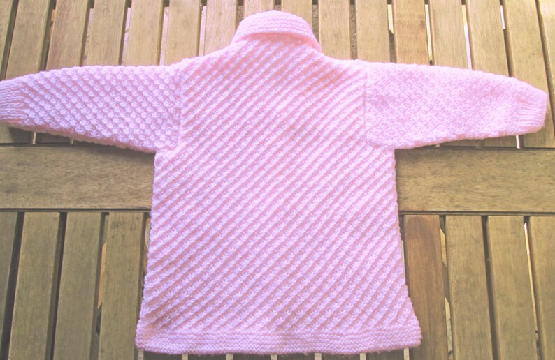 Baby infant girl hand knitted pale pink matinee outfit of image 2