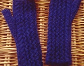 Womens teens girls wristwarmers armwarmers handwarmers fingerless gloves mitts handknit with navy blue merino mohair yarn Mothers Day Gift