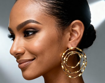Abstract Circle Statement Gold Earrings for Women