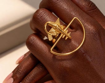 African Egyptian Gold Ring for Women Statement Ring Jewelry Egyptian Geometric Jewelry