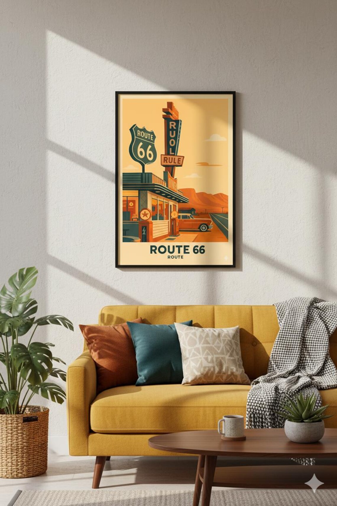 Vintage Route 66 Travel Poster Retro American Diner Wall Art Print ...
