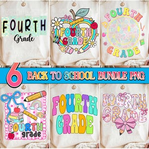 Fourth Grade PNG, Fourth Grade Teacher Gift, Kids School Shirt, 4th Grade Clipart, Preppy Back To School Floral PNG, Fourth Grade School Png