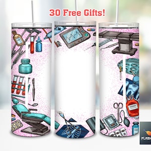 Medical Pattern 20oz Skinny Tumbler Straight/Tapered Png, Medical Life Tumbler Wrap Png Sublimation, Medical Tumbler Png