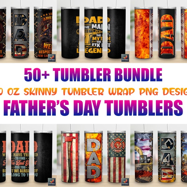 Father's Day Tumbler 50+ Designs 20 Oz Skinny Tumbler Wrap Png Bundle, Father's Day Tumbler Wrap PNG Bundle, Dad Tumbler Bundle