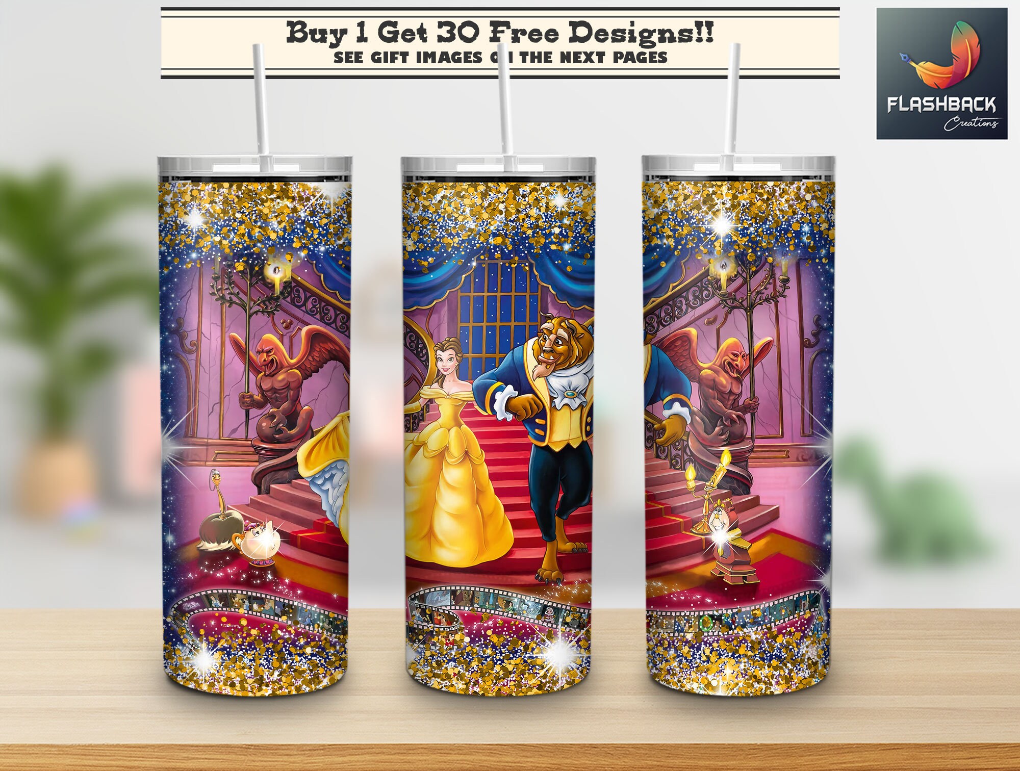 Beauty and the Beast Inspired Glitter Tumbler · Root Of All Creations ·  Online Store Powered by Storenvy