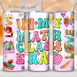 W mojej klasie matematyki 20oz Skinny Tumbler Wrap PNG, Powrót do szkoły Tumbler Wrap PNG Sublimacja, Pobieranie cyfrowe