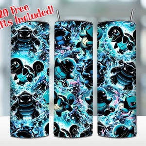 Poke Monsters 20oz Skinny Tumbler Png, Video Game Tumbler Png, Cartoon Characters Wrap Png, Cartoon Movies Tumbler Png, Digital Download