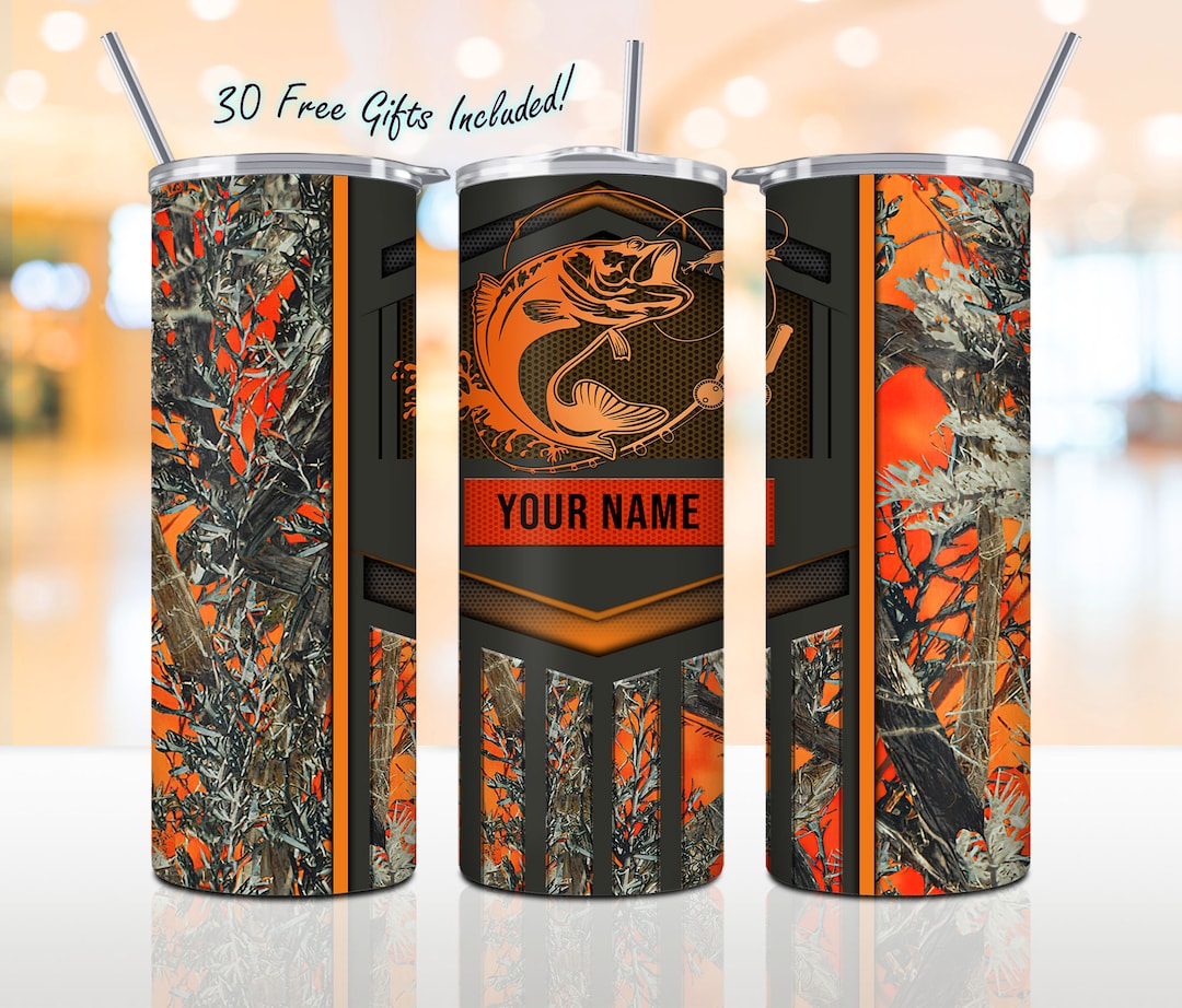 Personalized Fishing 20oz Skinny Tumbler, Straight/tapered Wrap Png ...