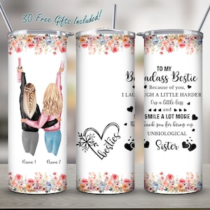 To My Badass Bestie 20oz Skinny Tumbler Straight/Tapered Wrap Png Sublimation, Best Friend Tumbler 20oz Template, Digital Download