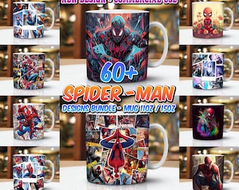 60+ Designs Superhero 11oz & 15oz Mug Wrap Png, Superhelden-Charaktere Bundle Mug Png, Superheld-Filme Mug Wrap, Superheld Png, Cartoon Png