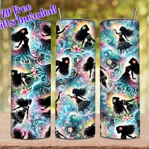 Watercolor Princess 20oz Skinny Tumbler Png, Colorful Princess Tumbler Png, Princess Characters Wrap Png, Princess Tumbler, Digital Download