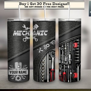Mechanic Custom Name Tumbler Skinny 20 Oz Png Tumbler Straight & Tapered Wrap Png Sublimation, Father&#39;s Day Tumbler