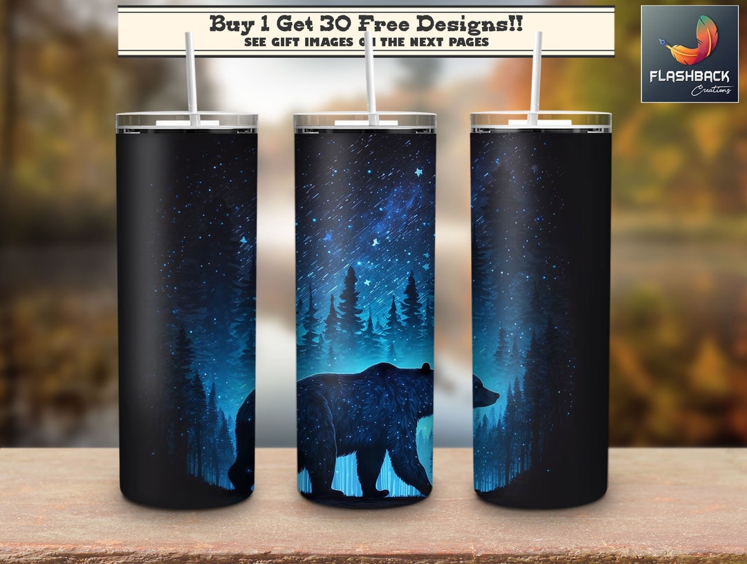 Bear in the Forest 20 Oz Skinny Tumbler Png Design, Villains Tumbler ...