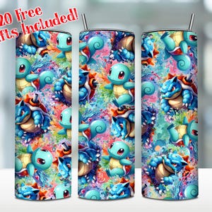 Poke Monsters 20oz Skinny Tumbler Png, Video Game Tumbler Png, Cartoon Characters Wrap Png, Cartoon Movies Tumbler Png, Digital Download