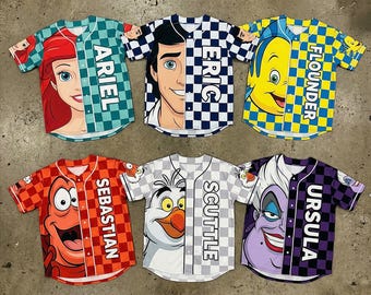 Little Mermaid Baseball Jersey Kids – Ariel Flounder Sebastian Shirt, Disney Princess Outfit, Mermaid Birthday Gift, Toddler Kids Jersey