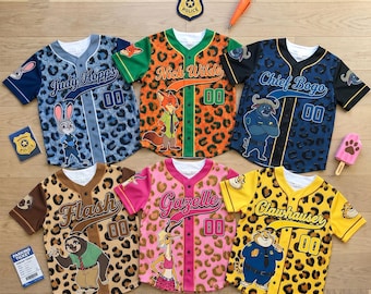 Zootopia Baseball Jersey, Judy Hopps Nick Wilde Flash Gazelle Clawhauser Leopard Glitter Shirt, Disney Family Matching Gift