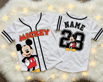 Mickey Mouse Baseball Jersey Kids Personalized – Custom Name Number Shirt, Disney Birthday Outfit Boy Girl, Toddler Sports Jersey Gift