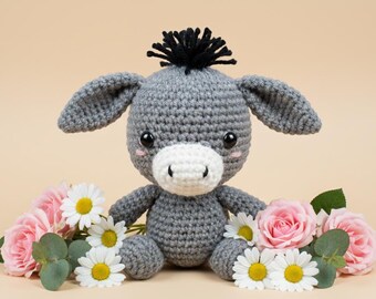 Schema amigurumi asino all'uncinetto - Schema all'uncinetto per grazioso animale di peluche / Regalo con download digitale