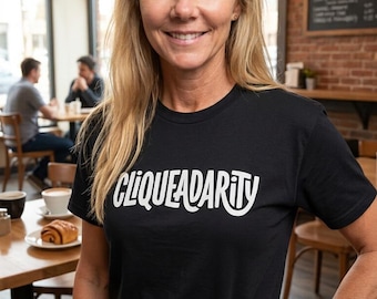 Black Cotton Tshirt with "Cliquedarity" Graphic Print