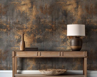 Gold Textured Concrete Grunge Wallpaper, Distressed Copper Wall Murals (It is non-metallic)