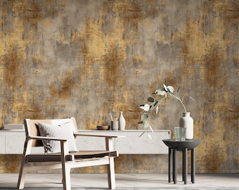 Gold Abstract Textured Wallpaper, Concrete Modern Neutral Murals (It is non-metallic)