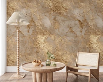 Gold Concrete Texture Wallpaper, Abstract Beige Gold Decor murals It is non-metallic