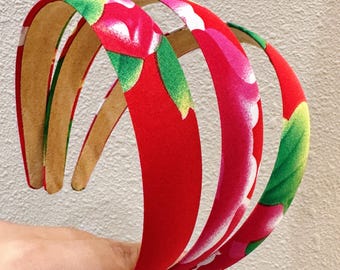 Bachelorette Party Headband - Retro Festive Red Floral Hairband