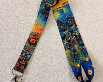 Owl Design Breakaway Lanyard - Wisdom Theme Neck Strap - ID Badge Holder