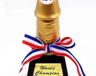 Trophée du pénis pour petit ami • Coq d'or • Prix de l'enterrement de vie de jeune fille • Cadeau d'anniversaire amusant • Cadeau bâillon pour petit ami • Cadeaux pour soirée • Célibataire gay