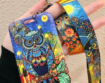Owl-Themed ID Card Lanyard Set