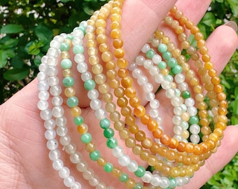 3.6mm Small Pearl Natural Jadeite Grade A Bracelet Vibrantly Colored Jadeite Bracelet Exquisitely Cute StylePerfect Gift for Women