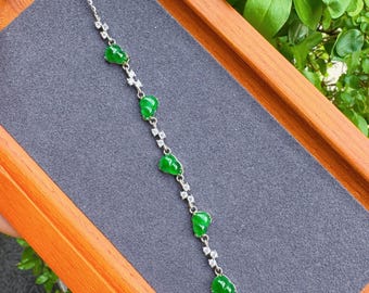 Natural Jadeite Gourd Bracelet, Imperial Green Jadeite Bracelet, Designer-Style High-Quality Bracelet, Gift Bracelet