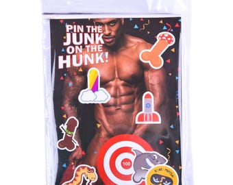 Bachelorette Game Pin the Junk on the Hunk Custom Face Hen Party