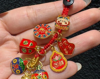 Charm Lion Dieu de la richesse - Porte-clés de style asiatique, cadeau de prospérité