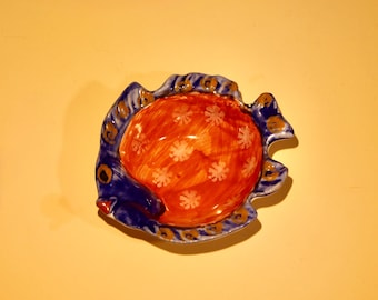 Plato de pescado italiano vintage – Cuenco de cerámica pintado a mano
