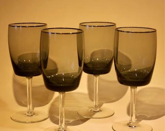 Copas vintage de cristal soplado a mano Gorham Reizart — Juego de 4