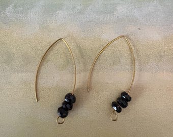 Black Spinel Threader Earrings