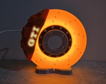 Glowing Brake Disc LED Lamp Car Lover Gift 3D Print