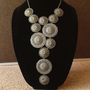 Statement Filigree Bib Necklace: Bronze tone Lightweight Boho Style