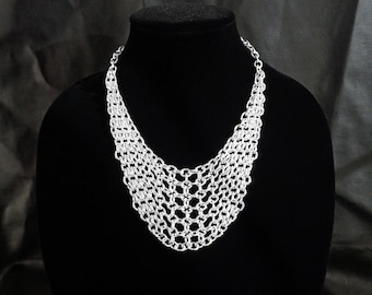 Chainmail bib necklace, aluminum chainmaille necklace, chunky chain necklace