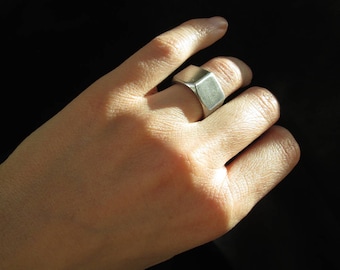 Hexagonal nut ring, stainless steel industrial geometric modern pinky ring, size 4.5 - 5.5