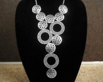 Statement bib necklace, modern geometric runway necklace