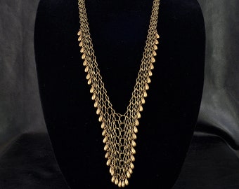 Statement chainmail necklace, long boho necklace