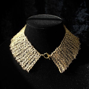 Crochet collar necklace, wire crochet mesh peter pan collar, bridal jewelry