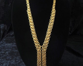 Statement sautoir necklace, chunky chainmail tassel fringe necklace