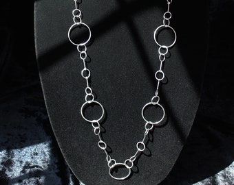 Modern Silver Tone Transformer Necklace: Geometric Wrap Bracelet or Belt