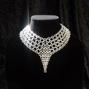 Aluminum chainmail choker or short necklace, adjustable length