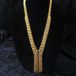 Statement sautoir necklace, chunky chainmail tassel fringe necklace